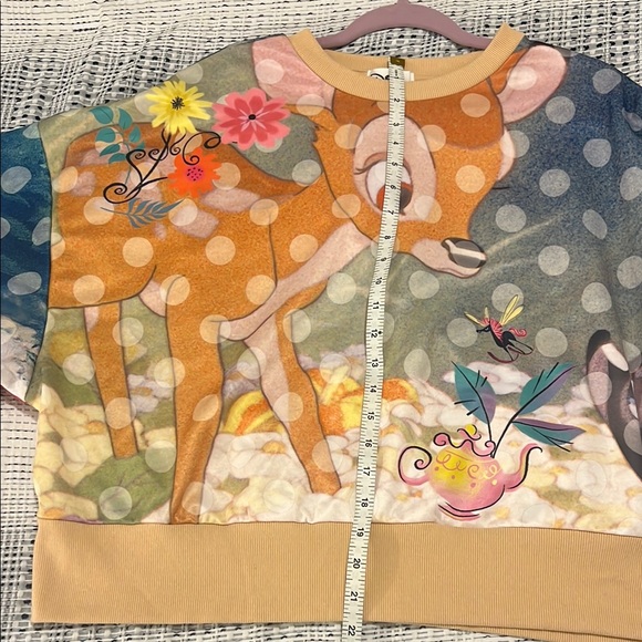 Disney Parks All Over Graphic Bambi Crop Pullover, Women’s Large - Picture 5 of 5